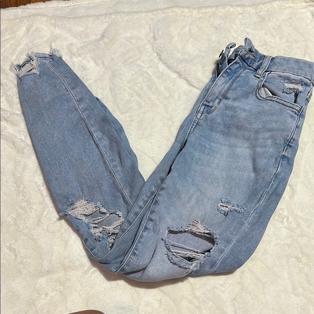 American Eagle Outfitters Blue Skinny Jeans Distressed